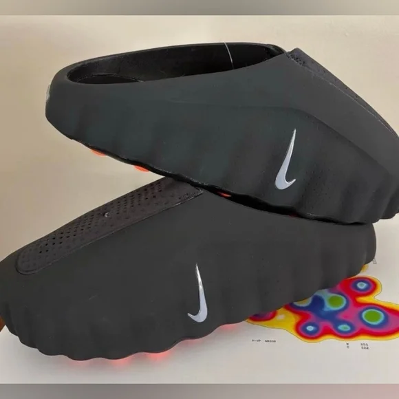 Men's Nike Mind 001 Black Chrome Hyper Crimson Slides - Picture 6 of 6